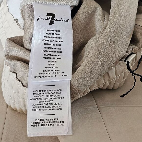7 For All Mankind Elastic Waist Faux Leather Pants Pockets Cream Women Size XL - Picture 7 of 16